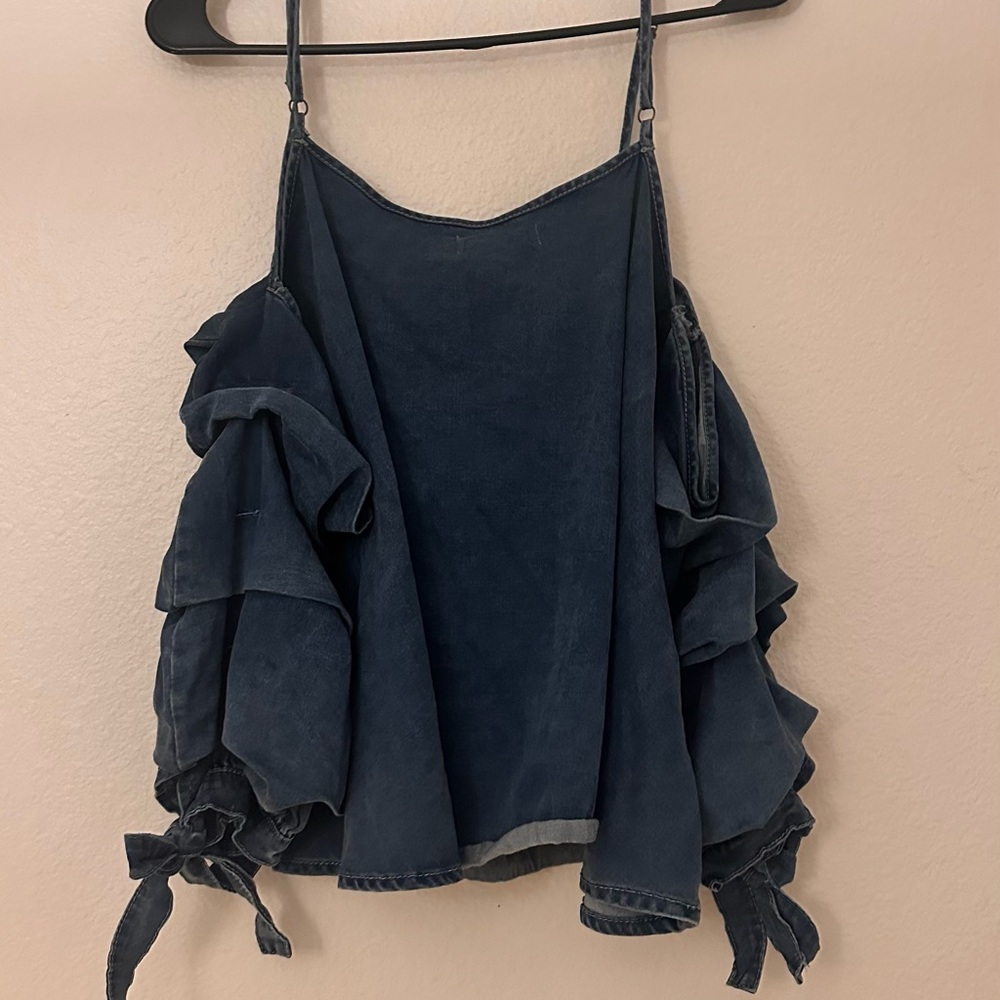S/M Women's Denim Ruffle Top